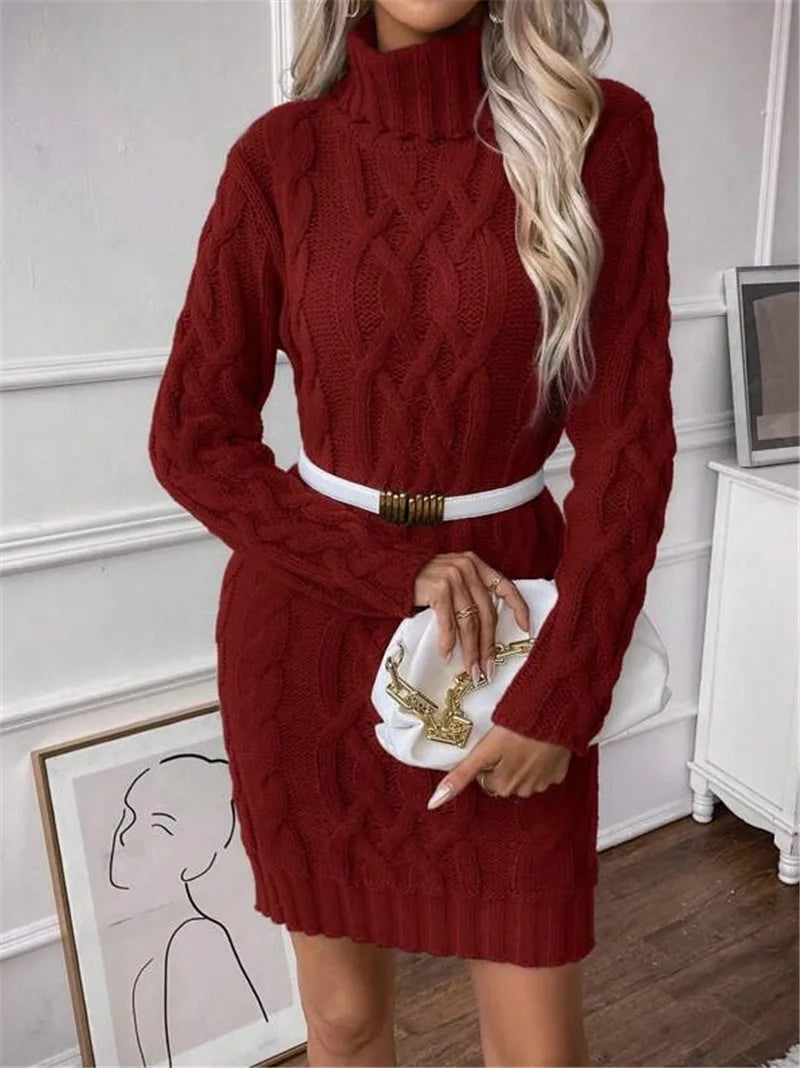 Women’s Knitted Sweater Dress – Long Sleeve & Elegant