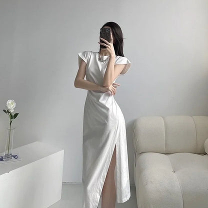 Women’s White Midi Dress – Elegant & Comfortable