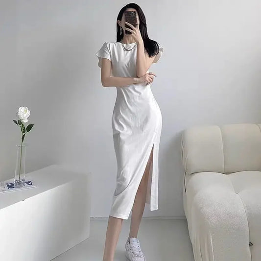 Women’s White Midi Dress – Elegant & Comfortable