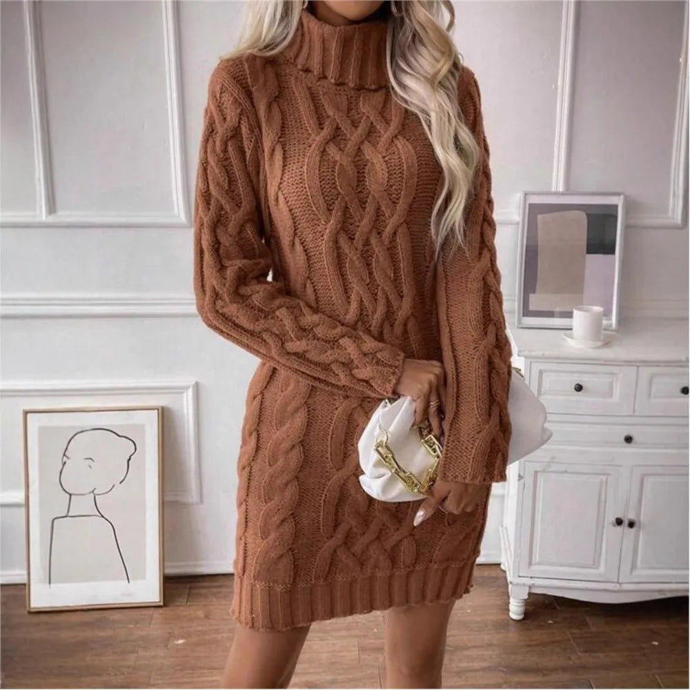 Women’s Knitted Sweater Dress – Long Sleeve & Elegant
