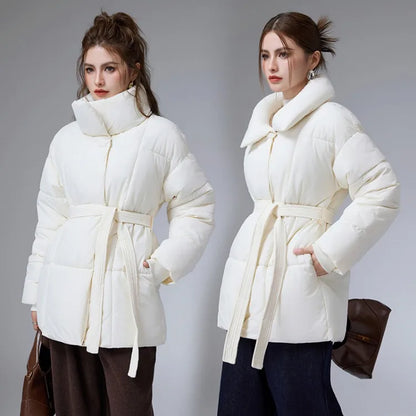 Women's Winter Puffer Jacket – Warm, Stylish & Belted Fit