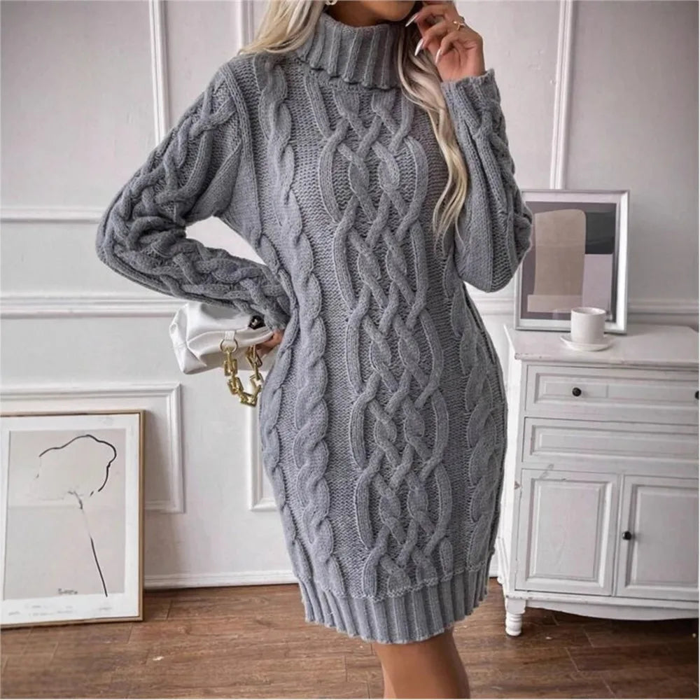 Women’s Knitted Sweater Dress – Long Sleeve & Elegant